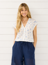 Load image into Gallery viewer, Morning Mist Floral Lace Trim Top
