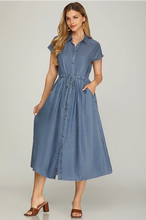 Load image into Gallery viewer, Daybreak Collared Denim Dress

