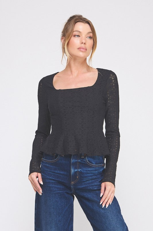 Sand Dollar Lace Peplum Top