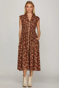 Vineyard Stroll Zip Front Dress