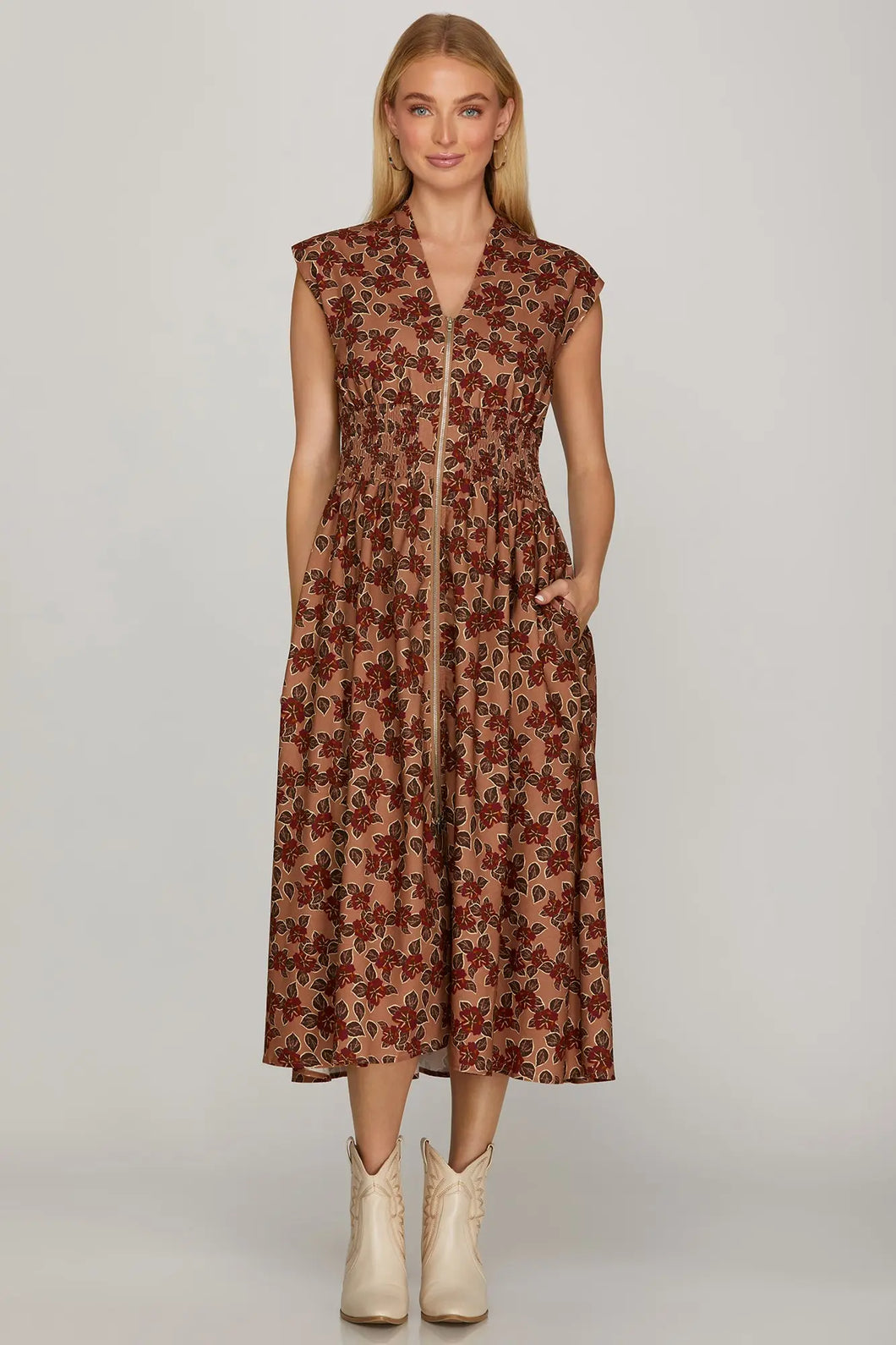 Vineyard Stroll Zip Front Dress