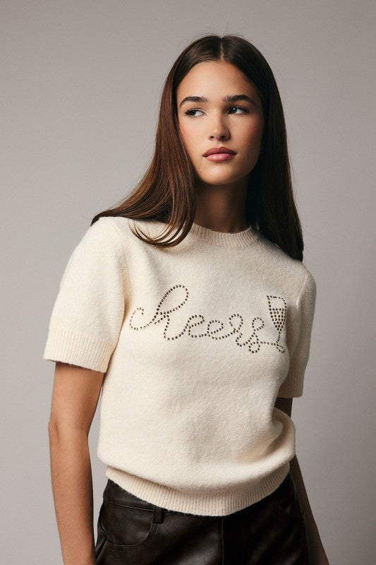 Cheers Rhinestone Cozy Sweater