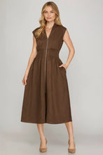 Load image into Gallery viewer, Cocoa Delight Zip Front Midi Dress

