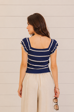 Load image into Gallery viewer, Firecracker Striped Knit Flutter Top
