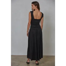 Load image into Gallery viewer, Midnight Elegance Ruched Midi Dress
