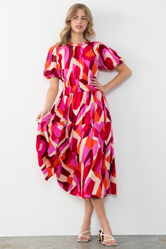 Bold And Beautiful Puff Sleeve Maxi Dress