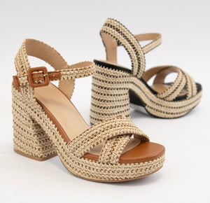 Yara Raffia Platform Heels