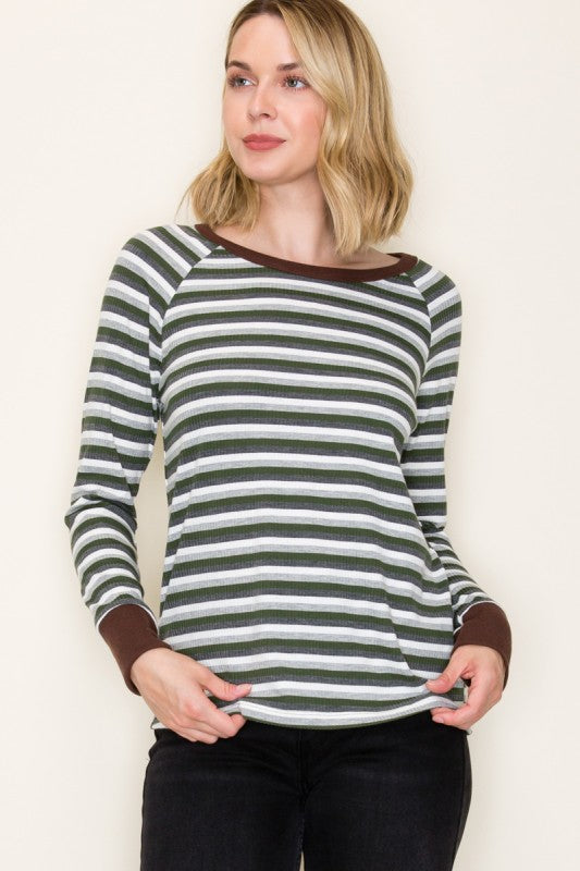 Olive You Striped Knit Top