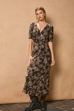Load image into Gallery viewer, Galaxy Floral Puff Sleeve Maxi Dress
